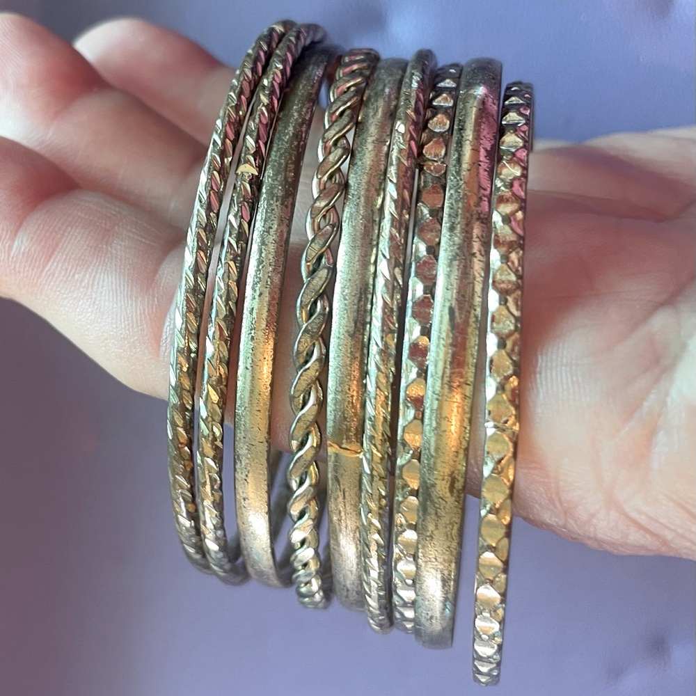 Nine Goldtone Bangle Bracelets